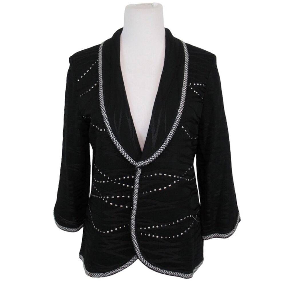 MING WANG Open Front Embellished Knit Cardigan Jacket Women’s Size Medium